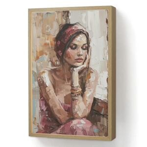 OnlyWow NÁSTĚNNÁ LAMPA S AKUMULÁTOREM Žena - vzhled malby - portrét - moderní 40x60 cm obraz