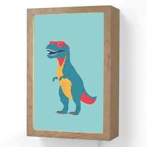 OnlyWow NÁSTĚNNÁ LAMPA Dinosaurus - Modrá - Sluneční brýle 20x30 cm obraz