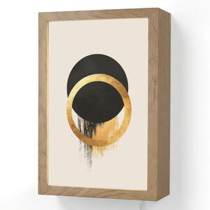OnlyWow NÁSTĚNNÁ LAMPA Abstraktní design - Černý kruh - Skvrny od barvy 20x30 cm obraz