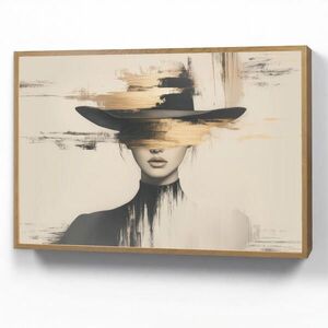 OnlyWow NÁSTĚNNÁ LAMPA S AKUMULÁTOREM Žena - klobouk - barva 100x70 cm obraz