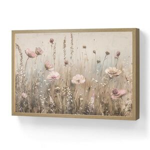 OnlyWow NÁSTĚNNÁ LAMPA S AKUMULÁTOREM Květiny - růžová - moderní - béžová 60x40 cm obraz