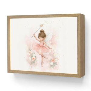 OnlyWow DOBÍJECÍ NOČNÍ LAMPIČKA Baletka - Víla - Květiny - Růžová 40x30 cm obraz