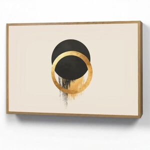 OnlyWow NÁSTĚNNÁ LAMPA S AKUMULÁTOREM Abstraktní design - Černý kruh - Skvrny od barvy 100x70 cm obraz