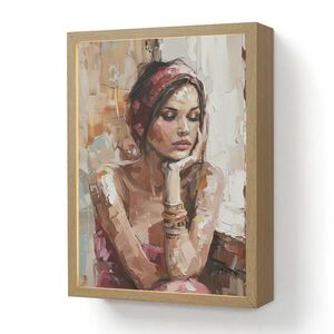 OnlyWow NÁSTĚNNÁ LAMPA S AKUMULÁTOREM Žena - vzhled malby - portrét - moderní 30x40 cm obraz