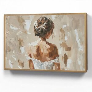 OnlyWow NÁSTĚNNÁ LAMPA S AKUMULÁTOREM Žena - malba - abstraktní - béžová - moderní 100x70 cm obraz