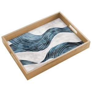 OnlyWow SERVÍROVACÍ PODNOS Čáry - vlny - abstraktní - šedá 40x30 cm obraz