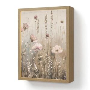 OnlyWow NÁSTĚNNÁ LAMPA S AKUMULÁTOREM Květiny - růžová - moderní - béžová 30x40 cm obraz