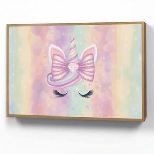 OnlyWow NÁSTĚNNÁ LAMPA S AKUMULÁTOREM Jednorožec - Třpytky - Duha - Pastelové barvy 100x70 cm obraz