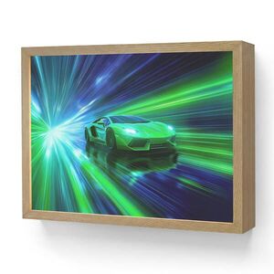 OnlyWow NÁSTĚNNÁ LAMPA S AKUMULÁTOREM Rychlost - Lehké - Sportovní vůz - Zelená 40x30 cm obraz