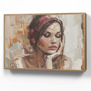 OnlyWow NÁSTĚNNÁ LAMPA S AKUMULÁTOREM Žena - vzhled malby - portrét - moderní 90x60 cm obraz