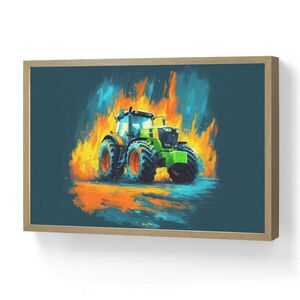 OnlyWow NÁSTĚNNÁ LAMPA S AKUMULÁTOREM Abstrakt - Traktor - Zelený 60x40 cm obraz