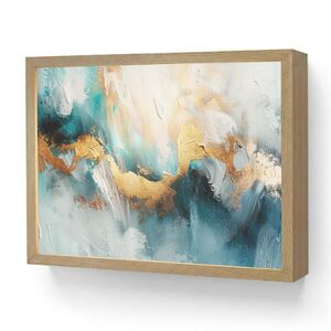 OnlyWow NÁSTĚNNÁ LAMPA S AKUMULÁTOREM Abstraktní - umění - zlatá - modrá 40x30 cm obraz