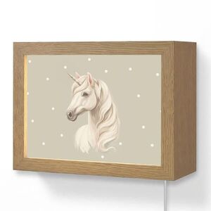 OnlyWow NÁSTĚNNÁ LAMPA Jednorožec - bílý - tečky 20x15 cm obraz