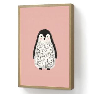 OnlyWow DOBÍJECÍ NOČNÍ LAMPIČKA Tučňák - Tečky - Minimalistický - Růžový 40x60 cm obraz