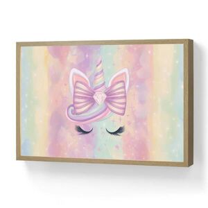 OnlyWow DOBÍJECÍ NOČNÍ LAMPIČKA Jednorožec - Třpytky - Duha - Pastelové barvy 60x40 cm obraz
