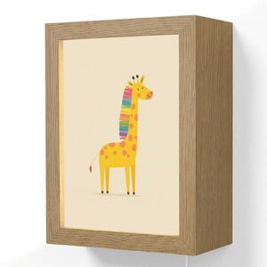 OnlyWow NÁSTĚNNÁ LAMPA Žirafa - Duhová hříva - béžová 15x20 cm obraz