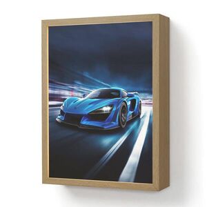 OnlyWow DOBÍJECÍ NOČNÍ LAMPIČKA Auto - Modrá - Chlapci - Dítě 30x40 cm obraz