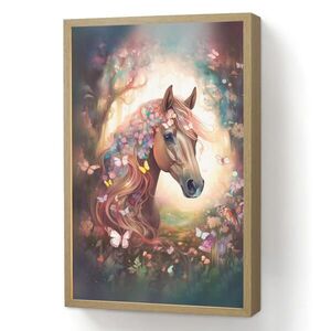 OnlyWow NÁSTĚNNÁ LAMPA S AKUMULÁTOREM Kůň - Příroda - Květiny - Motýli - Les 40x60 cm obraz