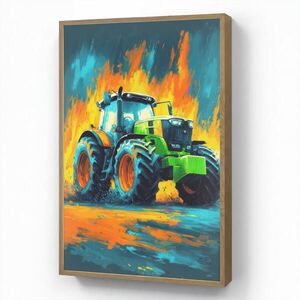 OnlyWow DOBÍJECÍ NOČNÍ LAMPIČKA Abstrakt - Traktor - Zelený 70x100 cm obraz