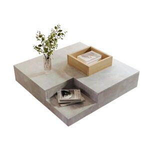 OKWISH KONFERENČNÍ stolek 72/72/30 cm šedý z dřevotřísky s vyjímatelným úložným boxem obraz