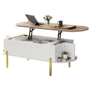 OKWISH KONFERENČNÍ stolek 120/50/43 cm bílý z MDF se zvedací deskou a skrytým úložným prostorem obraz