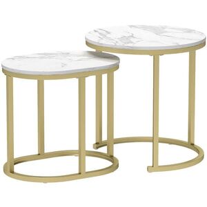 OKWISH SADA konferenčních stolků 50/50/50.5 cm bílá z MDF a oceli stohovatelná 2dílná obraz