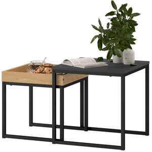 OKWISH SADA konferenčních stolků 45/45/45 cm černá z oceli s odnímatelným tácem obraz