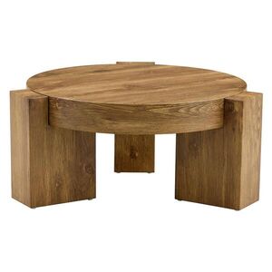 OKWISH KONFERENČNÍ stolek 61/61/30 cm dřevodekor z MDF s tónovaným sklem 2v1 obraz