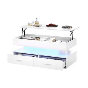 OKWISH KONFERENČNÍ stolek 100/50/44 cm bílý z dřevotřísky s LED osvětlením a výškově nastavitelnou deskou obraz