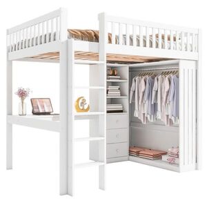 OKWISH PATROVÁ postel 140/200 cm s psacím stolem a šatní skříní v bílé barvě obraz