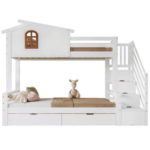 OKWISH PATROVÁ postel 120/200 cm bílá/přírodní z borovice/MDF se zásuvkami obraz