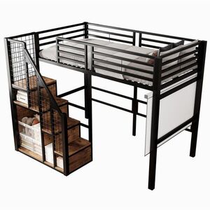 OKWISH PATROVÁ postel 140/200 cm černá kovová s úložným prostorem obraz