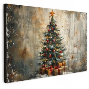 MuchoWow OBRAZ NA PLÁTNĚ Vánoční stromek - Vintage - Vánoce - Dárek 30x20 cm obraz