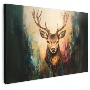 MuchoWow OBRAZ NA PLÁTNĚ Jelen - malovaný - paroží - hnědé 120x80 cm obraz