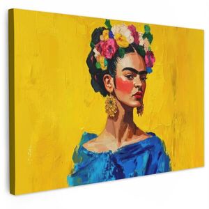 MuchoWow OBRAZ NA PLÁTNĚ Frida Kahlo - Žena - Žlutá - Modrá - Květiny 30x20 cm obraz