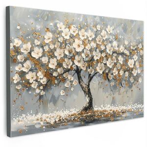 MuchoWow OBRAZ NA PLÁTNĚ Strom - Květiny - Bílá - Příroda - Umění 120x80 cm obraz