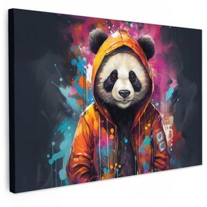 MuchoWow OBRAZ NA PLÁTNĚ Panda - Bunda - Graffiti - Oranžová 90x60 cm obraz