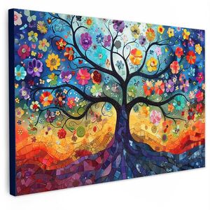 MuchoWow OBRAZ NA PLÁTNĚ Umění - Strom života - Květiny - Hippie 120x80 cm obraz