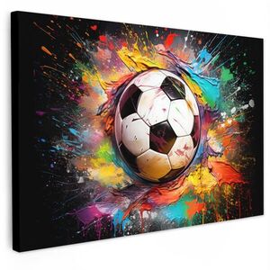 MuchoWow OBRAZ NA PLÁTNĚ Fotbal - barva - barvy - černá - bílá 30x20 cm obraz