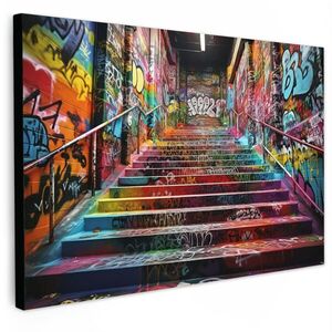 MuchoWow OBRAZ NA PLÁTNĚ Schody - Graffiti - Barvy - Umění 120x80 cm obraz
