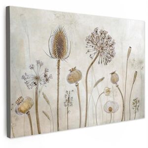 MuchoWow OBRAZ NA PLÁTNĚ Květiny - Akvarel - Zátiší - Hnědá - Vintage 60x40 cm obraz