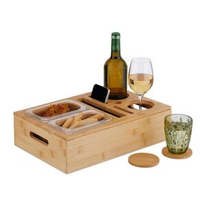 Relaxdays ORGANIZÉR Přírodní Transparentní bambus 2-misky 40x26 cm obraz
