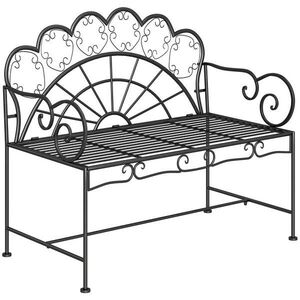 Outsunny ZAHRADNÍ LAVIČKA, 107 cm x 55, 5 cm x 90, 5 cm, kov, černá obraz
