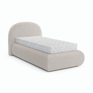 Beautysofa ČALOUNĚNÁ POSTEL Motti 90×200, jednolůžko s úložným prostorem a taštičkovou matrací 20 cm, béžová obraz
