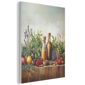MuchoWow AKUSTICKÝ obraz Zátiší - Bylinky - Koření - Ovoce - Barevné 60x80 cm obraz