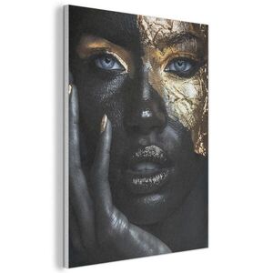MuchoWow AKUSTICKÝ obraz Žena - Zlato - Portrét - Černobílý - Luxusní 60x80 cm obraz