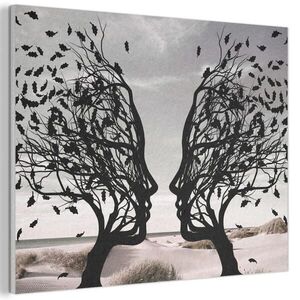 MuchoWow AKUSTICKÝ obraz Pláž - Moře - Lidé - Strom - Moderní umění 80x60 cm obraz