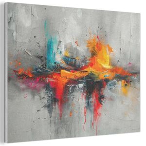 MuchoWow AKUSTICKÝ obraz Moderní umění - Oranžová - Šedá - Abstraktní 100x70 cm obraz