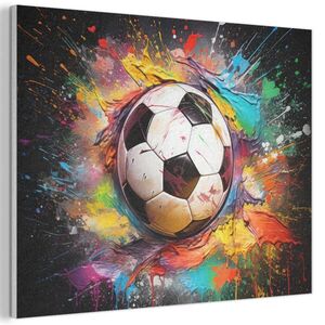MuchoWow AKUSTICKÝ obraz Fotbal - barva - barvy - černá - bílá 80x60 cm obraz