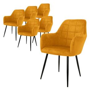 ML-DESIGN JÍDELNÍ ŽIDLE, sada 6 ks, hořčičně žlutá, sametový potah obraz